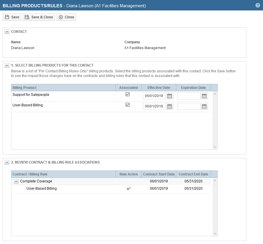 Manually selecting and reviewing billing products